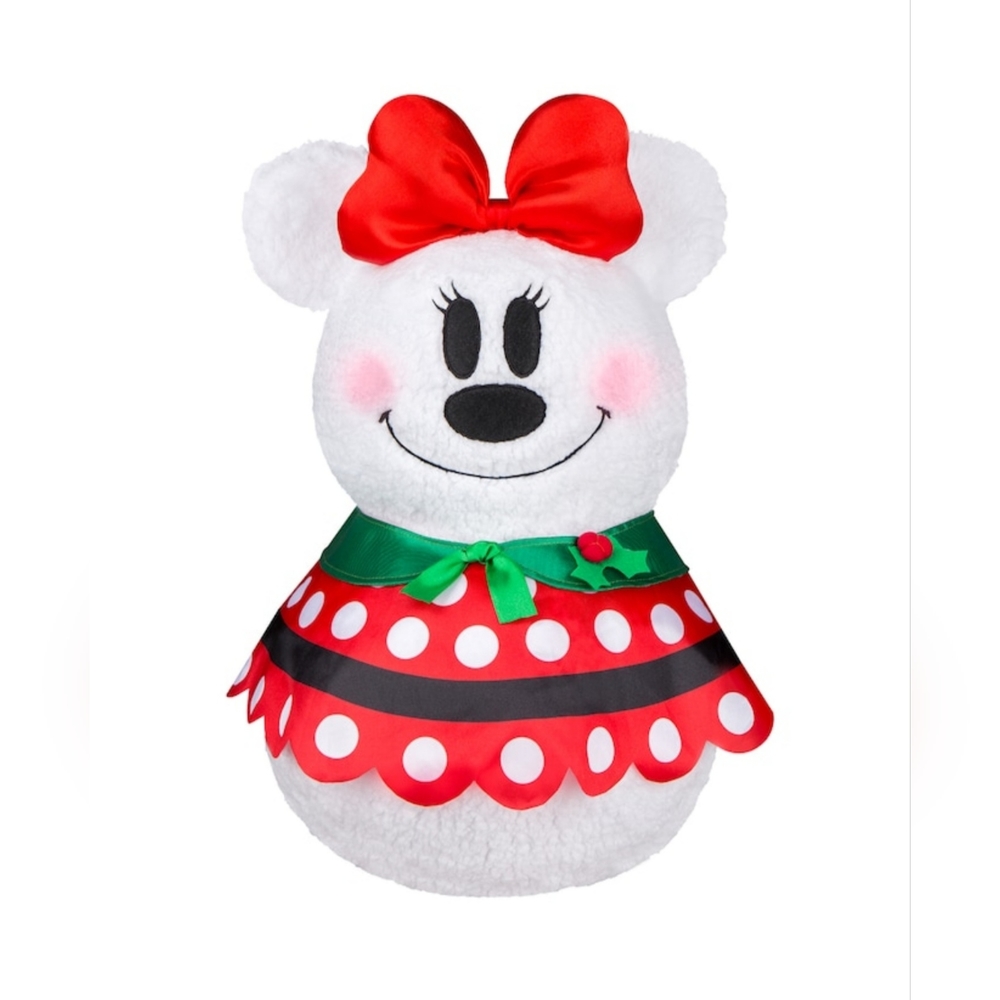 New Minnie Mouse Christmas Door Greeter Porch Holiday Sherpa Snowman With Tags